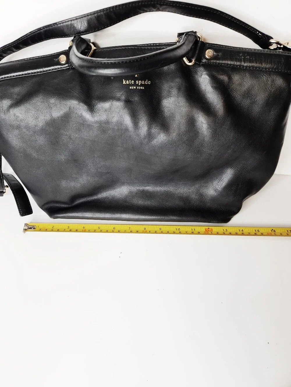 Kate Spade Hamilton Heights Canteen Black Leather Shoulder Bag Gold Hardware